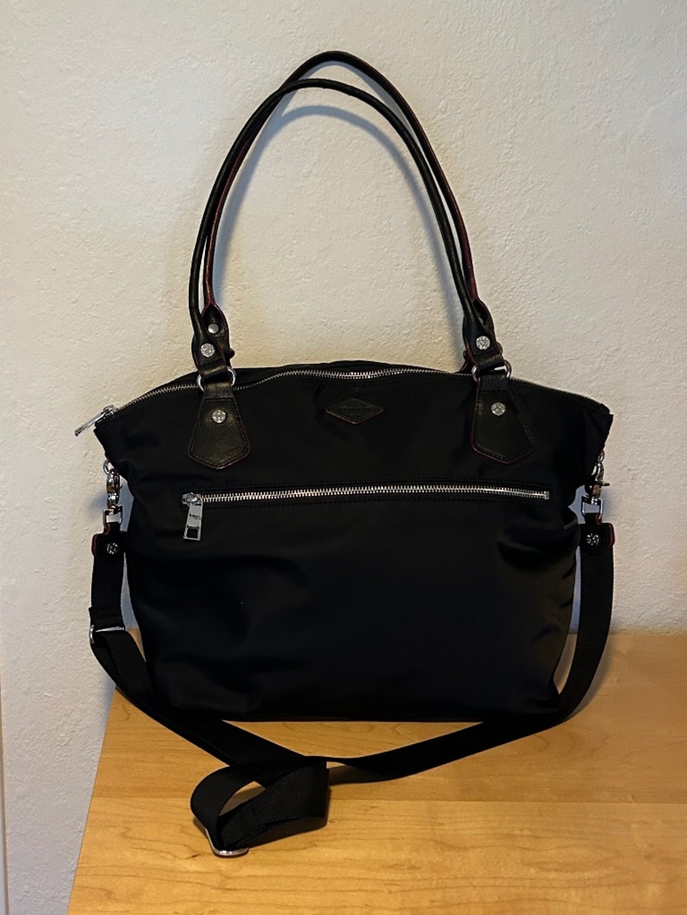 MZ Wallace, black zip tote with all accessories